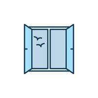 ícone ou sinal azul do conceito de vetor de janela aberta