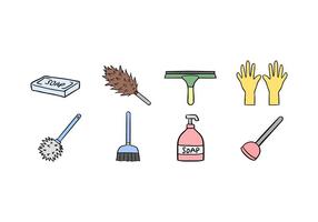 Conjunto de ícones do serviço de limpeza vetor