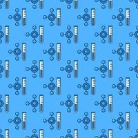 química ciência azul sem costura fundo. padrão vetorial com tubo de ensaio e ícones de fórmula vetor