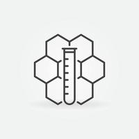 fórmula hexagonal química e ícone de linha vetorial de tubo de ensaio vetor