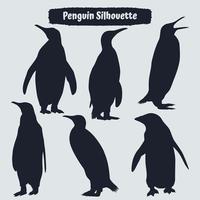 coleção de silhueta de pinguins em diferentes poses vetor
