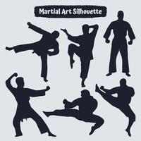 coleção de silhuetas de artes marciais em diferentes poses vetor