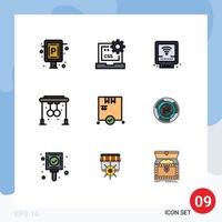 pacote de ícones vetoriais de estoque de 9 sinais e símbolos de linha para compras, desenvolvimento de academia, encanamento, elementos de design de vetores editáveis