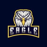 logotipo de vetor de mascote de cabeça de águia e design de jogos esportivos, design de distintivo de esporte de equipe.