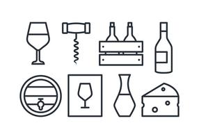 Conjunto de ícones do vinho vetor