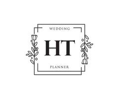 logotipo feminino ht inicial. utilizável para logotipos de natureza, salão, spa, cosméticos e beleza. elemento de modelo de design de logotipo de vetor plana.