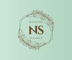 ns letras iniciais coleção de logotipos de monograma de casamento, modelos minimalistas e florais modernos desenhados à mão para cartões de convite, salve a data, identidade elegante para restaurante, boutique, café em vetor