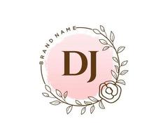 logotipo feminino dj inicial. utilizável para logotipos de natureza, salão, spa, cosméticos e beleza. elemento de modelo de design de logotipo de vetor plana.