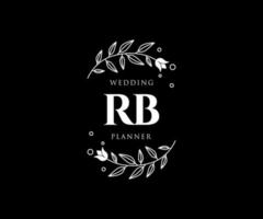 rb letras iniciais coleção de logotipos de monograma de casamento, modelos modernos minimalistas e florais desenhados à mão para cartões de convite, salve a data, identidade elegante para restaurante, boutique, café em vetor