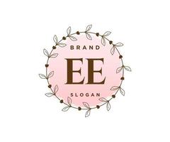 logotipo feminino inicial ee. utilizável para logotipos de natureza, salão, spa, cosméticos e beleza. elemento de modelo de design de logotipo de vetor plana.