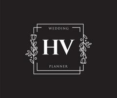 logotipo feminino hv inicial. utilizável para logotipos de natureza, salão, spa, cosméticos e beleza. elemento de modelo de design de logotipo de vetor plana.