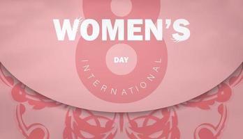brochura 8 de março dia internacional da mulher padrão abstrato de cor rosa vetor