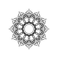 vetor de mandala preto e branco isolado no branco. vetor elemento decorativo circular desenhado à mão.