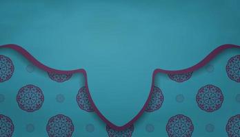 baner de cor turquesa com ornamento mandala roxo para design sob o texto vetor