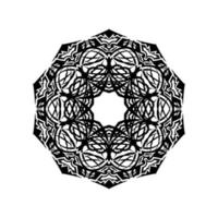vetor de mandala preto e branco isolado no branco. vetor elemento decorativo circular desenhado à mão.