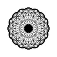 vetor de mandala preto e branco isolado no branco. vetor elemento decorativo circular desenhado à mão.