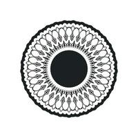 mandala monocromática, padrão étnico preto e branco, ornamento indiano redondo, impressão vintage, para meditação, livro de colorir adulto. imagem vetorial de estoque, ilustração em fundo branco, isolado vetor