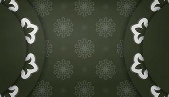 banner verde escuro com luxuosos ornamentos brancos e um lugar para o seu logotipo vetor