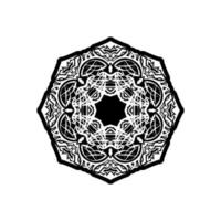 vetor de mandala preto e branco isolado no branco. vetor elemento decorativo circular desenhado à mão.