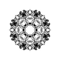 mandala monocromática, padrão étnico preto e branco, ornamento indiano redondo, impressão vintage, para meditação, livro de colorir adulto. imagem vetorial de estoque, ilustração em fundo branco, isolado vetor