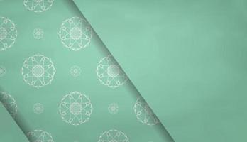 banner de cor menta com ornamento branco vintage para design sob o texto vetor