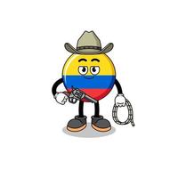 mascote de personagem da bandeira da Colômbia como um cowboy vetor