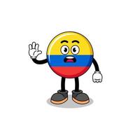 ilustração dos desenhos animados da bandeira da colômbia fazendo parar a mão vetor