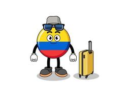 mascote da bandeira da colômbia fazendo férias vetor