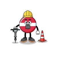 desenho de personagem da bandeira da letônia trabalhando na construção de estradas vetor