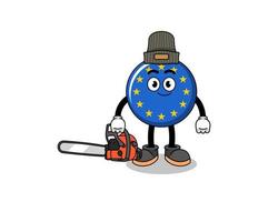 desenho animado de ilustração de bandeira da europa como um lenhador vetor