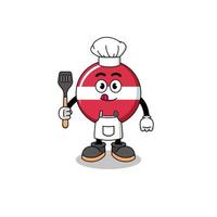 ilustração de mascote do chef de bandeira da letônia vetor