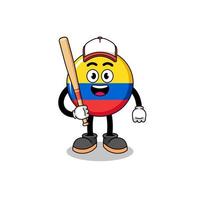 mascote da bandeira da colômbia como jogador de beisebol vetor