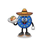 desenho de personagem da bandeira da europa como chef mexicano vetor