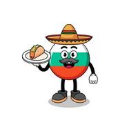 desenho de personagem da bandeira da Bulgária como chef mexicano vetor