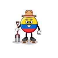 mascote dos desenhos animados da bandeira da colômbia agricultor vetor