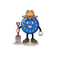 mascote dos desenhos animados do agricultor de bandeira da europa vetor