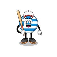 desenho de mascote da bandeira da grécia como jogador de beisebol vetor