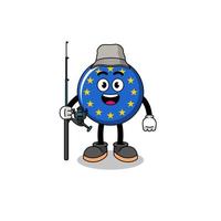 ilustração de mascote do pescador de bandeira da europa vetor