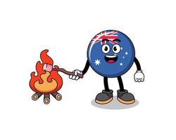ilustração da bandeira da austrália queimando um marshmallow vetor