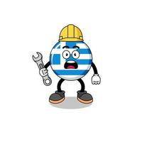 ilustração de personagem da bandeira da grécia com erro 404 vetor