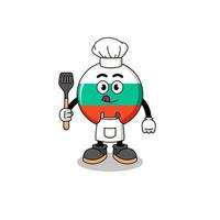 ilustração de mascote do chef de bandeira da Bulgária vetor