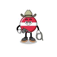 mascote de personagem da bandeira da letônia como um cowboy vetor