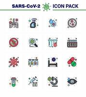 ícones de conscientização de coronavírus 16 ícone de linha cheia de cor plana relacionado à gripe do vírus corona, como vírus, bactérias, garrafa, plaquetas, dengue, coronavírus viral, elementos de design de vetor de doença de 2019nov