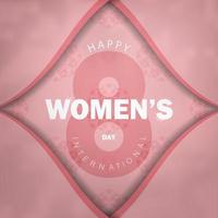 cartão postal 8 de março dia internacional da mulher rosa com ornamentos vintage vetor