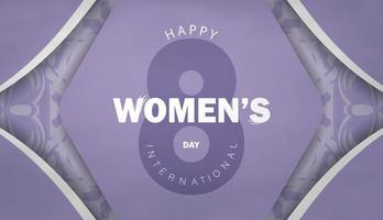 modelo de panfleto de cor roxa do dia internacional da mulher com padrão branco de inverno vetor