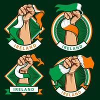 mãos em punho com ilustração da bandeira da irlanda vetor