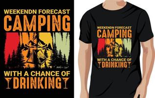 camiseta de acampamento design camiseta de aventura chamada vetor