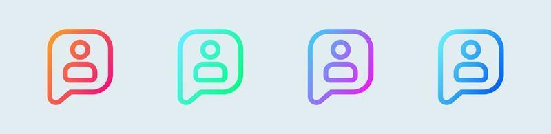 ícone de linha do usuário em cores gradientes. avatar assina ilustração vetorial. vetor