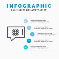 preferências de bate-papo configuração de bate-papo ícone da linha de suporte de bate-papo com fundo de infográficos de apresentação de 5 etapas vetor