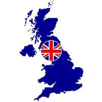 Mapa do Reino Unido com bandeira. região do país europeu em fundo branco. ilustração vetorial vetor